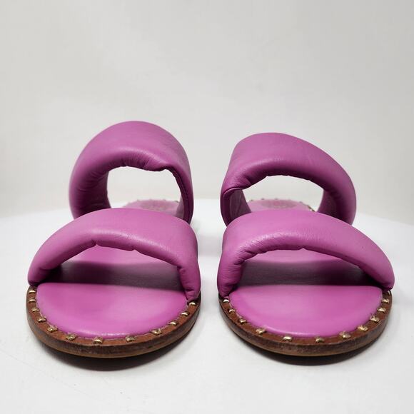 Vince Camuto Palennie Puffy Flat Slide Sandals Women 7M Pink Deep Orchid Leather - Picture 5 of 13